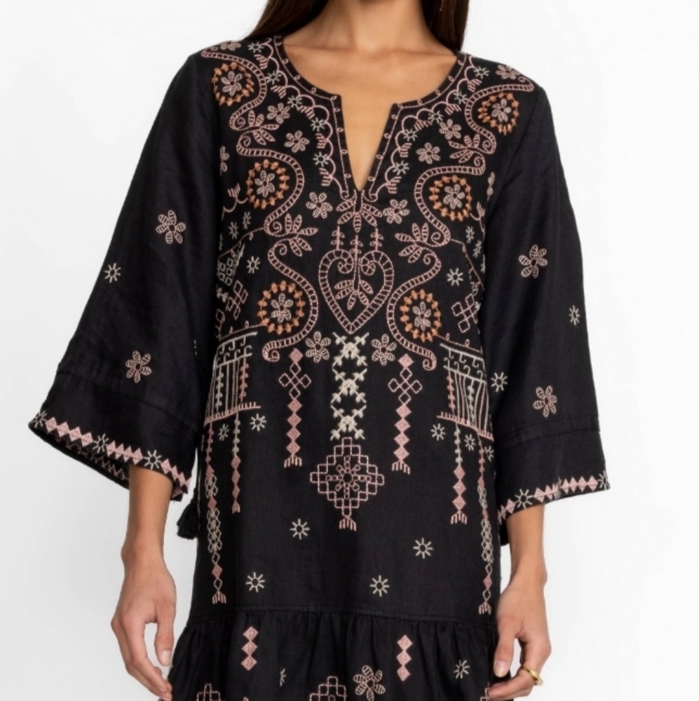 Johnny was black linen dress